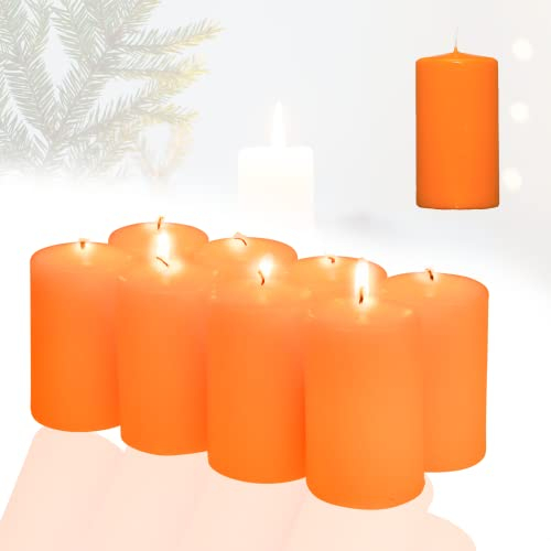 Smart Planet 8er Set Stumpenkerzen Weihnachten Ambiente Kerzen - Orange 5 8cm x 12cm - Advent Kerze Weihnachtsdekoration - Weihnachtskerzen für Adventskranz Vil-92137
