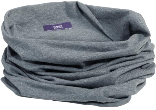 Living Crafts - LOURDES | Multifunktionstuch, Herbst- & Winterschal, Halstuch, Motorrad-Gesichtsmaske, Halswärmer, Wolle, Baumwolle (Bio) für Damen und Herren (Graphite Melange)