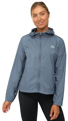 DANISH ENDURANCE Cortavientos Para Mujer, Chaqueta Deportiva Ligera con Capucha Ajustable, Puños Elásticos, Azul, XXL
