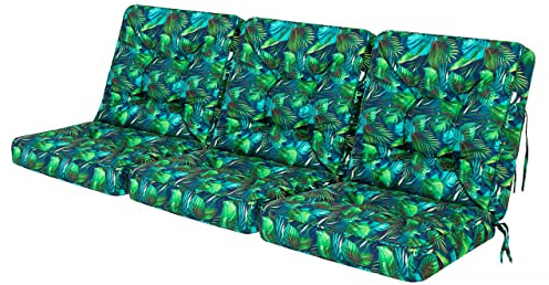 HOBBYGARDEN Hollywoodschaukel Bankkissen Schaukel Gardenkissen Schaukelauflagen Schaukelkissen Bankauflagen Kissen Bank Liegekissen, 110 x 180 cm, Blaues Blätter