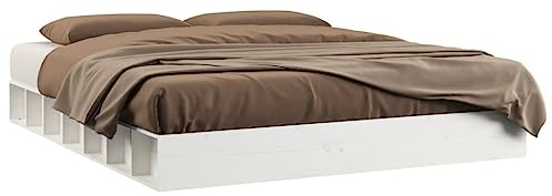 vidaXL Massivholzbett Bett Doppelbett Bettgestell Lattenrost Bettrahmen Schlafzimmerbett Holzbett Schlafzimmermöbel Weiß 120x200cm