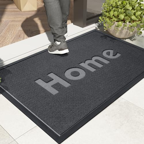 Color G Home Felpudo Entrada Casa, Impermeable, Alfombra Lavable para Atrapar Suciedad, Alfombrilla Antideslizante de Cuidado Fácil para Exterior, Pasillo - 60 x 90 cm, Gris
