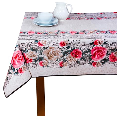 Wachstuch Tischdecke mit Kantenverstärkung - Wasserabweisend, Leicht zu Reinigen und Wetterfest - Oeko-TEX Zertifiziert - 140 x 220 cm - Arabesque Flower