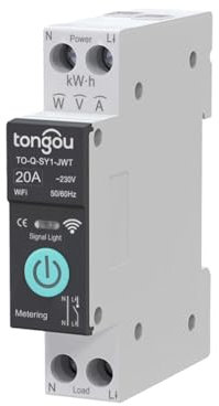 Interrupteur sans fil Wifi Tuya,1P 10A 16A 20A 25A 32A 40A 50A 63A DIY Interrupteur Intelligent TUYA/Smart Life APP Remote Contrôle, Commande Vocale et Timmer, WiFi Smart Switch avec Mesure (25A)