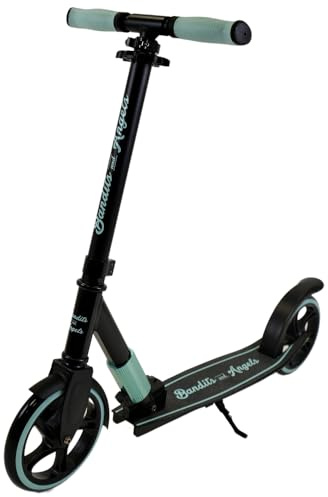 Bandits & Angels Kinderroller Black Racer 205 Mintgrün ab 5 Jahren für Jungen und Mädchen – Roller für Kinder – zusammenklappbar – Verstellbarer Lenker – Roller mit Fußbremse