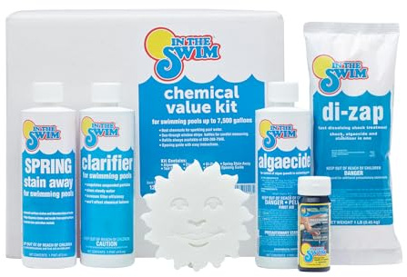 In The Swim Basic Swimming Pool Chemical Value Kit â for Above Ground and In-Ground Pools â Treats Up to 7.5K Gallons