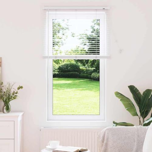 vidaXL Persiana para Ventana con Cortinas Manual Blanco Aluminio, Cortinas Modernas para Sala, Ajustables, Resistentes, Verticales para la Privacidad y Decoración del Hogar