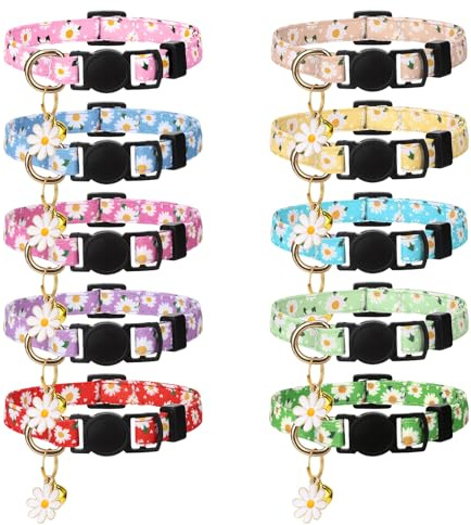GSrenyu 10 PCS Cat Collar with Bells,Quick Release Buckle(Mix Color)