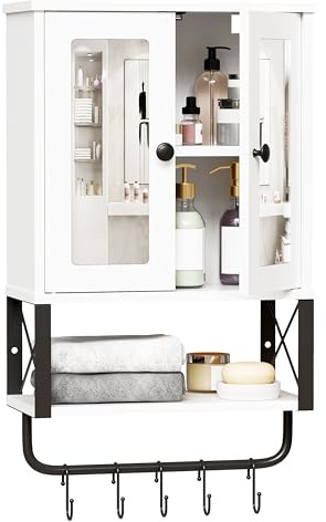 BEWISHOME Bathroom Medicine Cabinet Mirror with Towel Bar