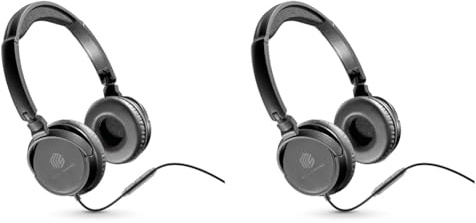 Music Sound, Casque Fil Basic, Casque Supra-auriculaire Bandeau Repliable avec Câble Anti-nœuds 1,2 m et Micro intégré - Connecteur Jack 3.5 mm - Couleur Noir MUSICSOUNDFULLCK (Lot de 2)