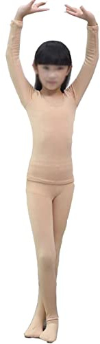 Ensemble Long De Leggings De Patinage Sur Glace Couche De Base Thermique Douce (haut Et Bas) Doublure Polaire Combinaison D'entraînement Pour Le Patinage Artistique Pour Enfants Et (Size:S,Color:Peau)