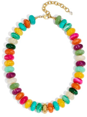 HolidayQbee Chunky pärlhalsband för kvinnor färgglada | Trendig, tjock hartspärla, statemente, boho, sommar, strand, vardagshalsband, smyckesgåva