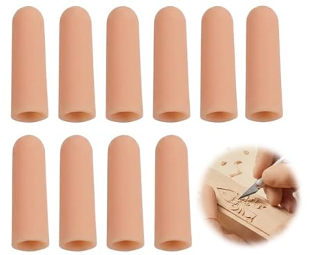 10pcs Silicone Finger Sleeve Protectors, Finger Cots Cover Reusable Waterproof Fingertip Protection Thumb Guard, Elastic Rubber Finger Protector Covers for Finger Cracking Wound Cut Biting Protection