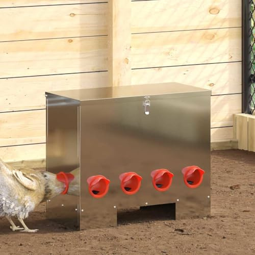 Distributeur automatique de nourriture pour poulet en acier, 60,5 x 29 x 51 cm, distributeur de nourriture pour poulet pour une alimentation fiable