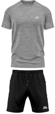 mymixtrendz Men 2 Piece Tracksuit Set Quick Dry Performance T-Shirt Gym Shorts Lightweight Breathable Activewear For Running Training, Fitness Sports Workout