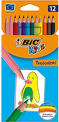 BIC Kids 8325669 Buntstift Tropicolors 2, 12-farbig sortiert, Kartonetui, 12 Stück