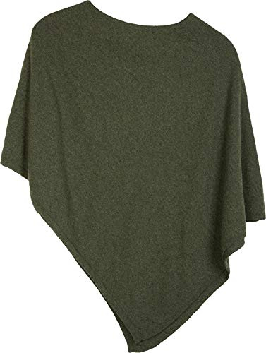 styleBREAKER Morbido poncho in maglia fine in tinta unita, girocollo, donna 08010042, colore:Oliva