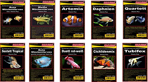 SAHAWA® Frostfutter für Fische, 15 Blister á 100g, Zierfischfutter, Frostfutter, Barsche, Discus, Guppys, Goldfische (1,5 kg), Aquaristik