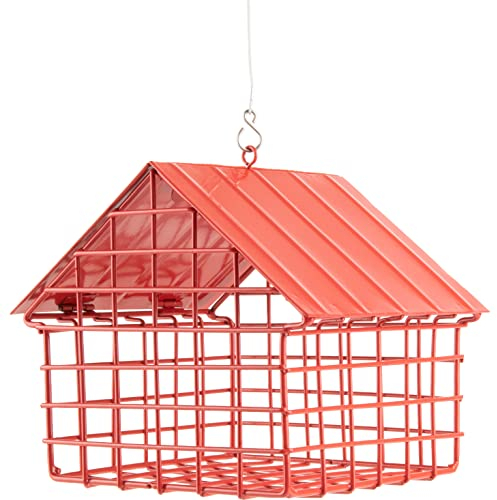 Wildlife Garden WG3344 Meisenknödel-Futterspender-Häuschen Rot - Vogelfutterhaus aus Metall