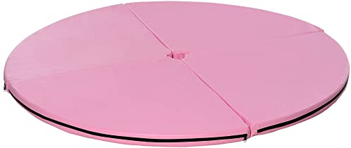 HOMCOM Tapis de pole dance pliable - pole dance mat - tapis de protection Ø 150 cm épaisseur 5 cm - revêtement plastique rose