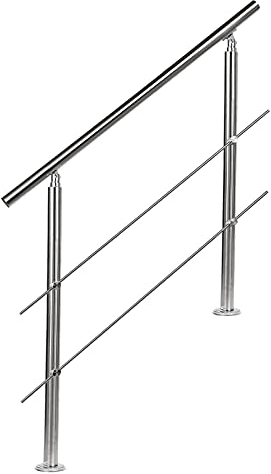 EINFEBEN Barandilla de aluminio con/sin travesaños para balaustradas, balcones, jardines (160 cm, 2 travesaños)