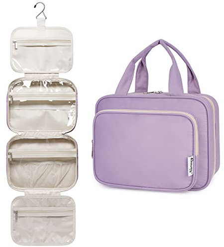Narwey Hanging Travel Toiletry Bag for Women Wash Bag Cosmetics Makeup Bag Organizer for Travel Size Accessories (Purple (Medium))