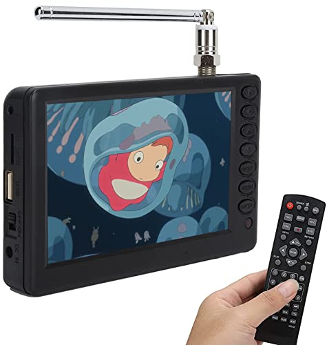 TV Portátil de 5 Pulgadas, ATSC HD TFT LED Mini TV Digital de Bolsillo, TV Digital 1080P con Control Remoto, Batería Recargable de 1500 MAh, Compatible con USB, Tarjeta TF, TV Pequeña ATSC para Coche