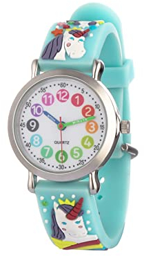 Kinder Armbanduhr für Mädchen und Jungen,gut lesbar, um ganz leicht zu Lernen, die Uhr zu lesen (Einhorn)