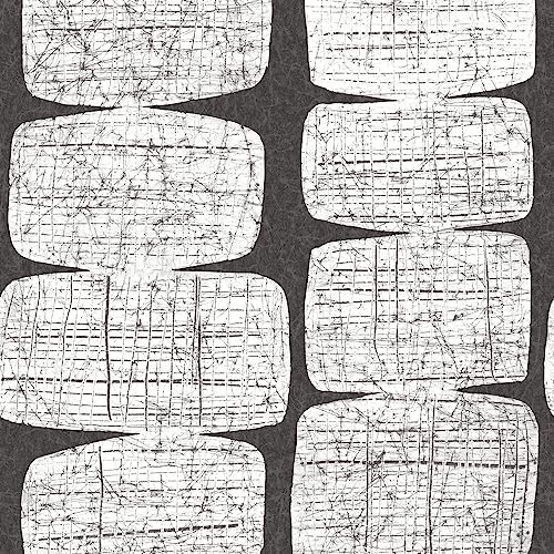 RoomMates RMK12348PL Mid-Century Beads Peel and Stick Wallpaper, Black, White