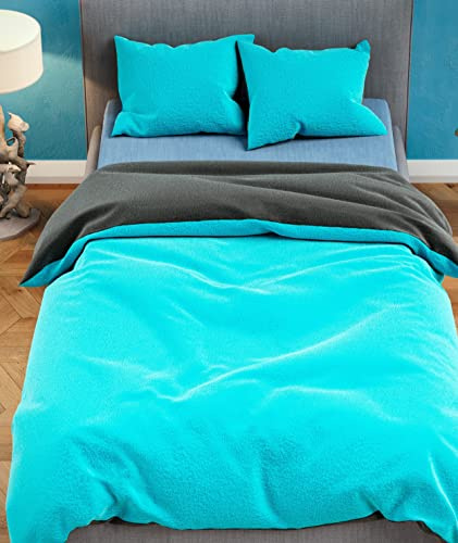 Leonado Vicenti Biancheria da letto in peluche Teddy effetto cashmere Set invernale estremamente caldo tinta unita morbido e coccoloso 135x200 155x200 155x220 200x200 200x220 240x220
