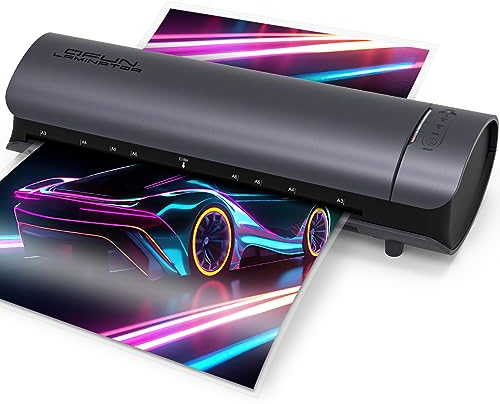 Qfun Laminiergerät A3, Laminiergerät mit Folien 30 Stück für A3 A4 A5 A6, Laminiergerät mit Papierschneider, Eckabrunder，Laminiergeraet für Zuhause Büro Schule Heim，Dokumente, Fotos, SL999