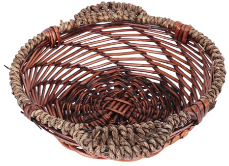 OFFSCH Cesta De Frutas Tejida De Mimbre 18x5 Cm Hecha a Mano, Ecológica, Sin Sustancias Nocivas, Para Almacenamiento De Frutas, Pan y Bocadillos Cocina y Comedor, Cesta Decorativa Práctica