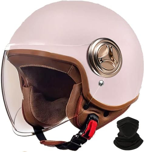 BDBRHFG Retro-Motorradhelm, Offener Halb-Jet-Helm, Roller-Helm Mit Visier, DOT/ECE-Zugelassener Moped-Helm, Modischer Outdoor-Cruiser, ATV, Balancierendes Auto, Moped B,M 56-57cm