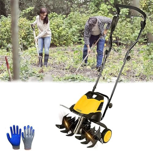 CYTBEK Motozappa elettrica da Giardino, motozappa, 6 Lame, profondità di Lavorazione 22 cm, Larghezza aratro 45 cm, motozappa rotativa Pieghevole, motozappa Portatile per Prato, orto