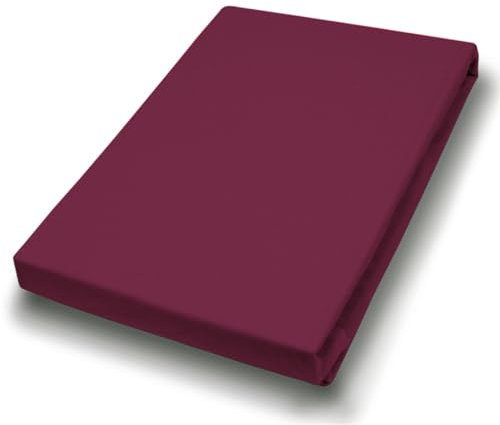 Prinz Exklusiv Elasthan-Feinjersey Spannbetttuch (Bordeaux, 90-100x200)