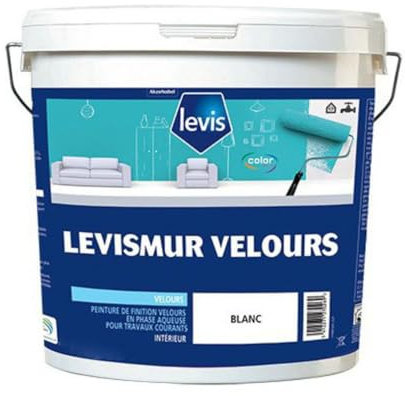 LEVIS - Levis Levismur Velours Peinture Acrylique - Murs & Plafonds - Intérieur - Conditionnement 1L, Couleur BLANC (BASE)