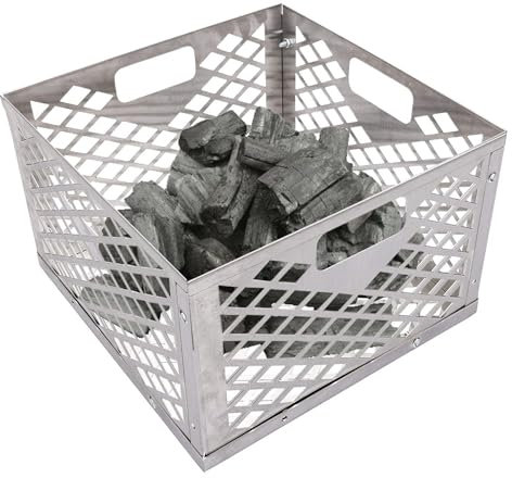 Cestello di carbone in acciaio inossidabile - Supporto per scatola di fuoco quadrato in carbone, cestino in carbone BBQ | Cesto di carbone ad alta resistenza, non corroy non facile da rompere per