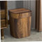 Wood Trash Can, 12L Vintage Wooden Garbage Bin with Swing Lid, Minimalist Waste Basket for Bedroom, Living Room, Kitchen, Bathroom