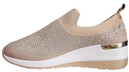 SHOBDW Zapatillas De Deporte Mujer con Y Cuña para Malla Transpirables Invierno Verano Negras Deportivas Blancas Comodas Casa Tela Zapatilla Toalla Colores Sin Cordones