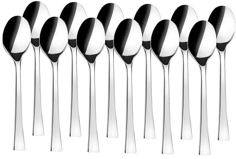 JAY - 11049007 - Pack de 12 Cucharas de Café, Colección Vanity, 145 mm, Acero Inoxidable, Líneas Orgánicas y Naturales para Hogar y Hostelería, Fabricado en España