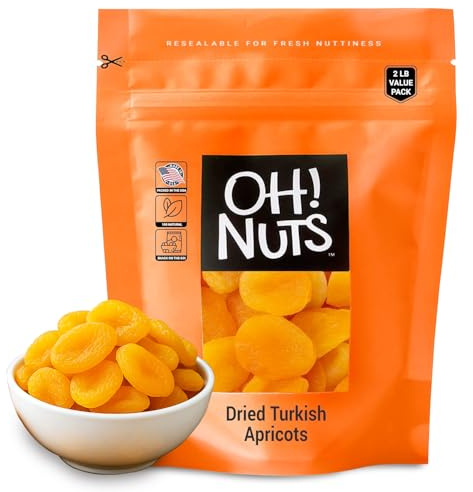 Oh! Nuts Dried Apricots Turkish, No Sugar Added, Dehydrated Fruit, 2 lb