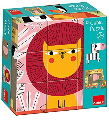 9 puzzle cubi sul tema degli Animali della Giungla per Bambini a partire dai 2 anni