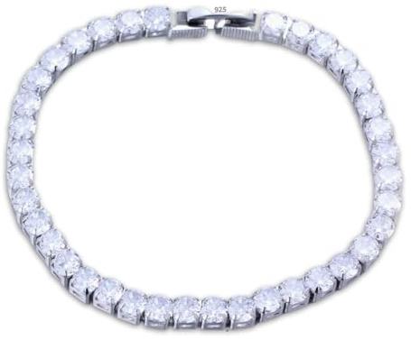 Halukakah Pulsera de Tenis Moissanite para Mujeres, 1,64ct Color D 41 Diamantes Redondos Creados en Laboratorio Pavé, Plata Esterlina S925, 4mm Ancho 17,5cm Largo, Regalo para Aniversarios, Cumpleaños