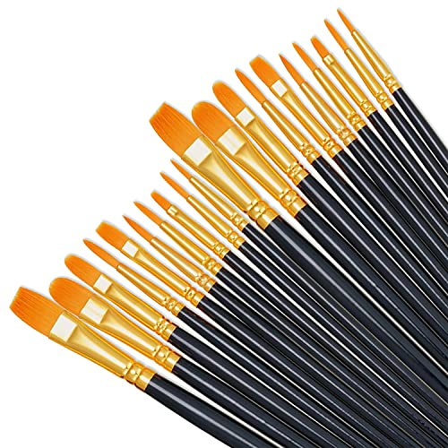 Bougimal Pinsel Set 20 Stück,Nylon Acrylfarben Pinsel,Malerei Ölfarben Brush Set für Aquarell Ölgemälde