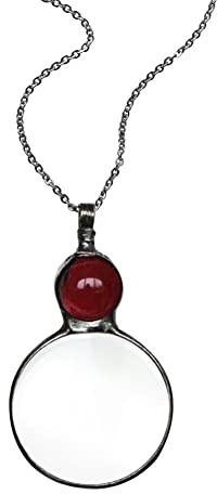 Magnifying Glass For Reading Long Chain Necklace For Women's Fashion Design Magnifier Day Necklaces Mother's H2a6 Gift Pendant eyeglass,vintage silver childs prop For magnafining Pendant loupe