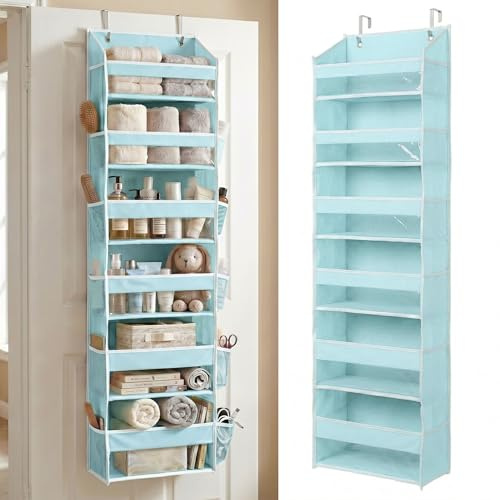 HOMELUX THEORY 1 organiseur de porte robuste à suspendre au-dessus de la porte, 140 x 35,6 x 17 cm, 6 grandes poches avant et 12 poches latérales, organiseur de porte de placard pour chambre à
