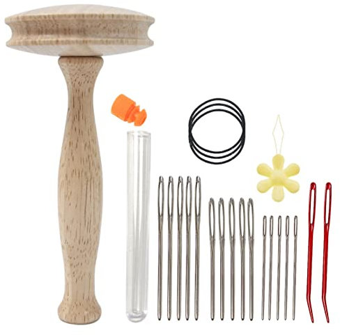 Qurygin Darning Accessory Kit - Darning Yarn Mushroom Kit, Darning Egg Darning Set, Embroidery Kit Darning Mushroom Set, Smooth Mushroom Darner, Complete Darning Set for Beginners Quick Patches
