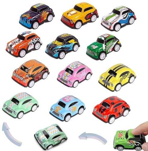 MisFun Auto Spielzeug, 12 Stück Matchbox Auto, Spielzeug Autos Aufziehautos Kinder Mini Autos Set Spielzeugauto Cars Rennauto Metall Stunt Spielzeugauto Zurückziehen Spielzeugautos