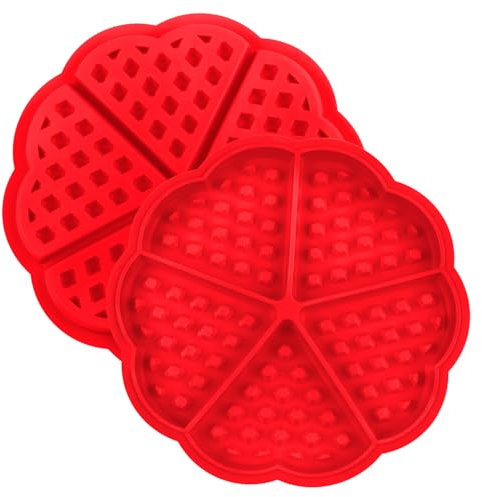 SYCSYH Lot de 2 Moule à Gaufres Silicone Gaufrier Antiadhésive Moule à Biscuit Set Mini Moule à Muffins Antiadhésif en Forme de Cœur 5 Cavités Moule à Muffins pour Gâteau Choclate