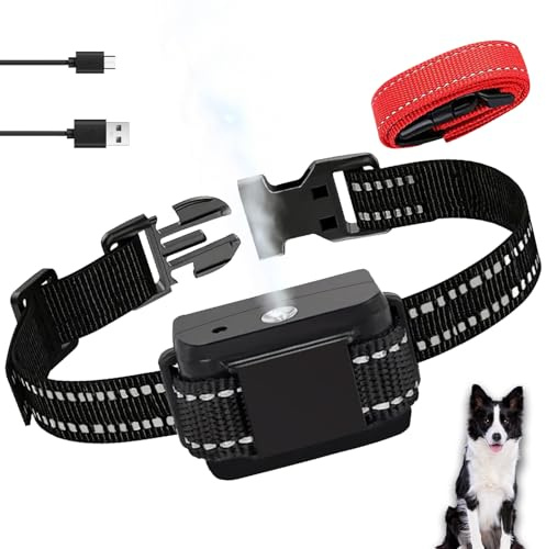 Anti Bark Collar, Citronella Dog Collar with 2 Straps, No Shock Humane Water Spray Dog Collar, Rechargeable Dog Training Collar with 2 Adjustable Spray & Sensitivity Level for Small Medium Large Dogs